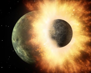 Artist depiction of a planetary impact.  Image credit: NASA/JPL-Caltech