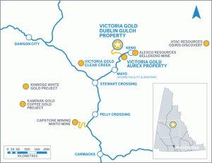 Location and Infrastructure of the Dublin Gulch property.