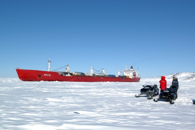 An ore hauling icebreaker, the MV Arctic, used by the logistically-challenged Polaris Mine