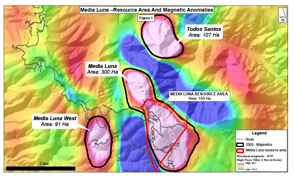 Magnetic anomalies at Media Luna and the current resource area