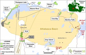 Fission 3.0 has nine uranium projects in along the margin of the Athabasca Basin. 