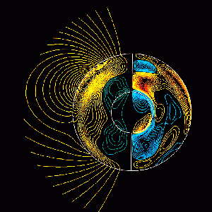 The core of the Earth is surrounded by a mixture of molten iron and nickel. The Earth’s magnetic field is caused by currents of electricity that flow in the core.  Image credit: NASA.