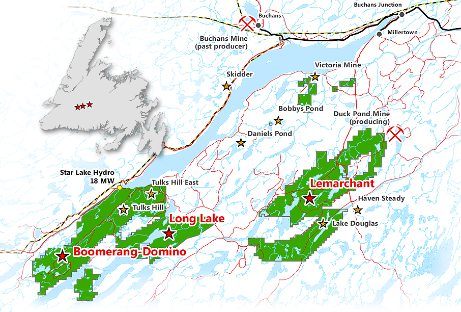 Canadian Zinc's Properties in central Newfoundland, Canada